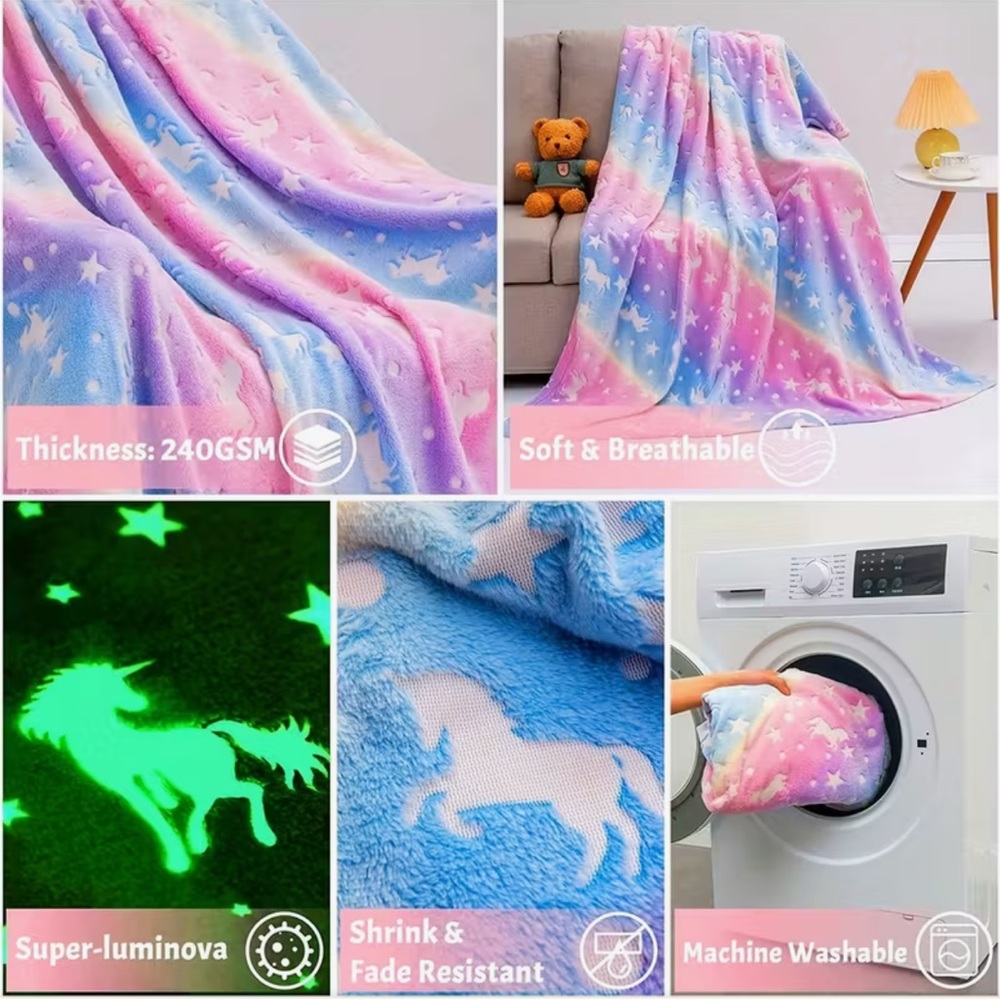 Unicorn Star Dream Plush Throw Blanket